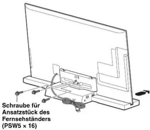 SONY SUB461S - Befestigen Sie das Fernsehgerät mit den drei Schrauben für das Ansatzstück des Fernsehständers (PSW5 × 16) (mitgeliefert) am Fernsehständer. - 1