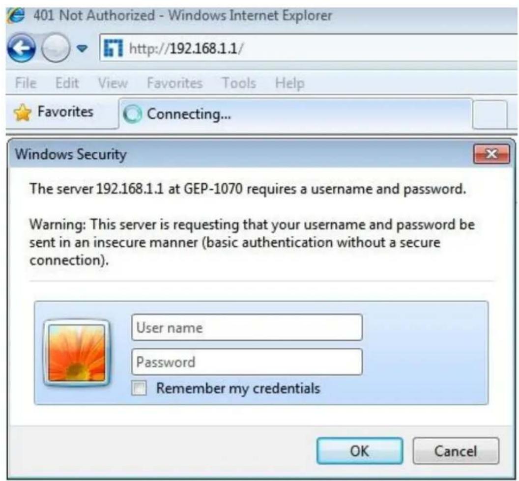 LEVELONE GEP1070 - Logging on to the equipment - 1