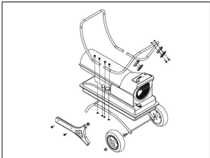STANLEY ST70TKFAE - ▲CAUTION NEVER FILL THE FUEL TANK INDOORS. ALWAYS FILL THE TANK OUTDOORS. BE SURE THAT THE HEATER IS ON LEVEL GROUND WHEN FUELING, AND NEVER OVERFILL THE FUEL TANK. - 1