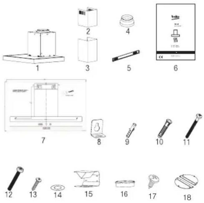 BEKO BHCB93640B - Aksesorët e montimit - 1