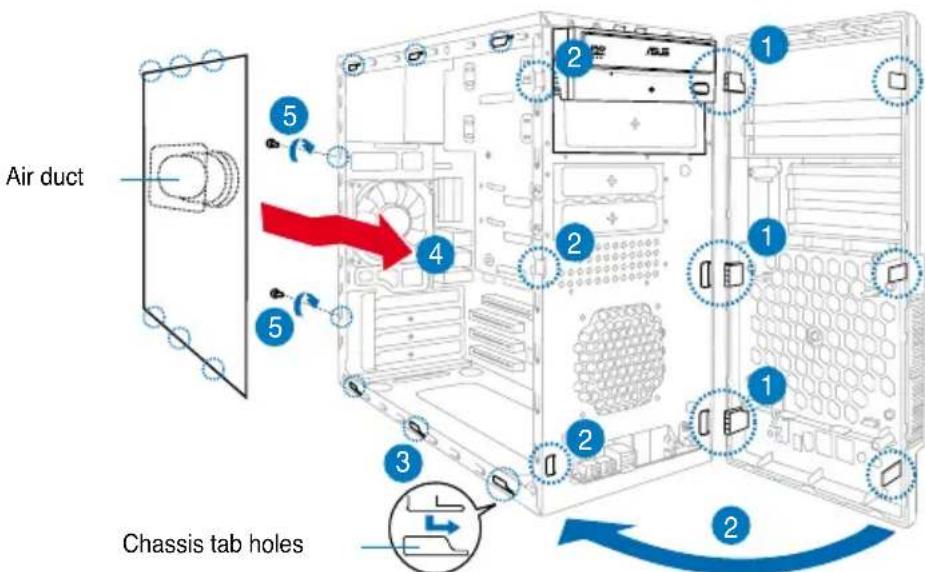 ASUS V3P5G31 - Removing the bay covers and reinstalling the front panel assembly and side cover - 2