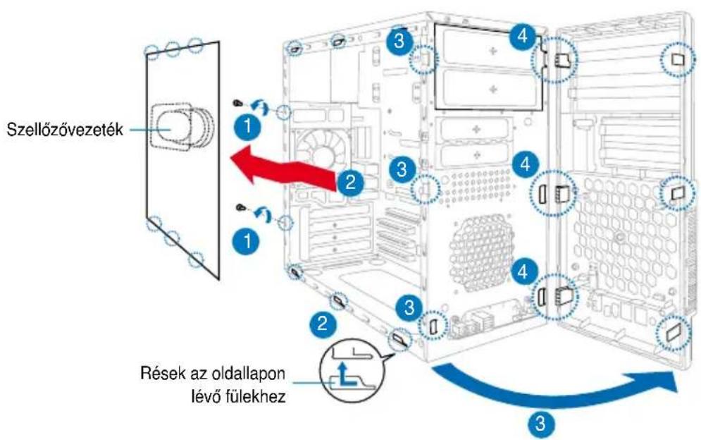ASUS V2P5G43 - Az oldallemezek és az elólap eltávolításá - 1