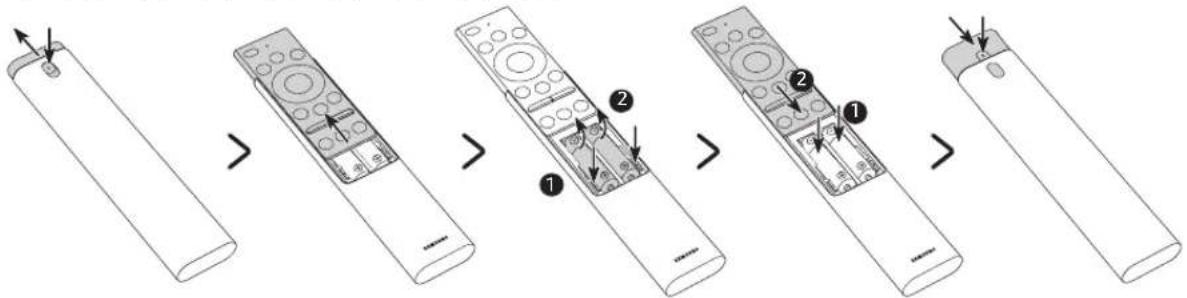 SAMSUNG GQ75Q87TGT - Installing batteries into the Samsung Smart Remote - 1