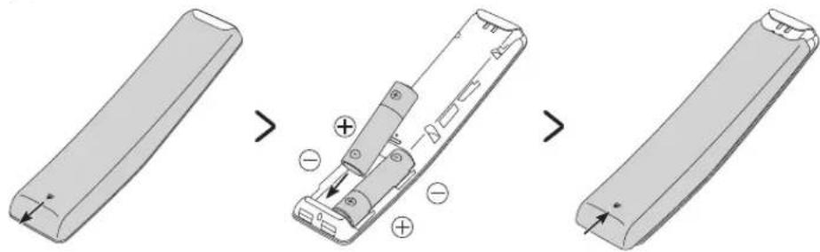 SAMSUNG GQ75Q87TGT - Insertion des piles dans le Samsung Smart Remote - 2
