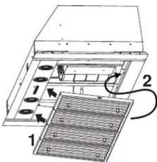 Technical diagram showing a mechanical assembly with labeled parts and directional arrows indicating motion or movement.
