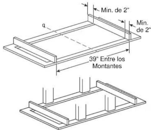 Min. de 2" Min. de 2" 39" Entre los Montantes