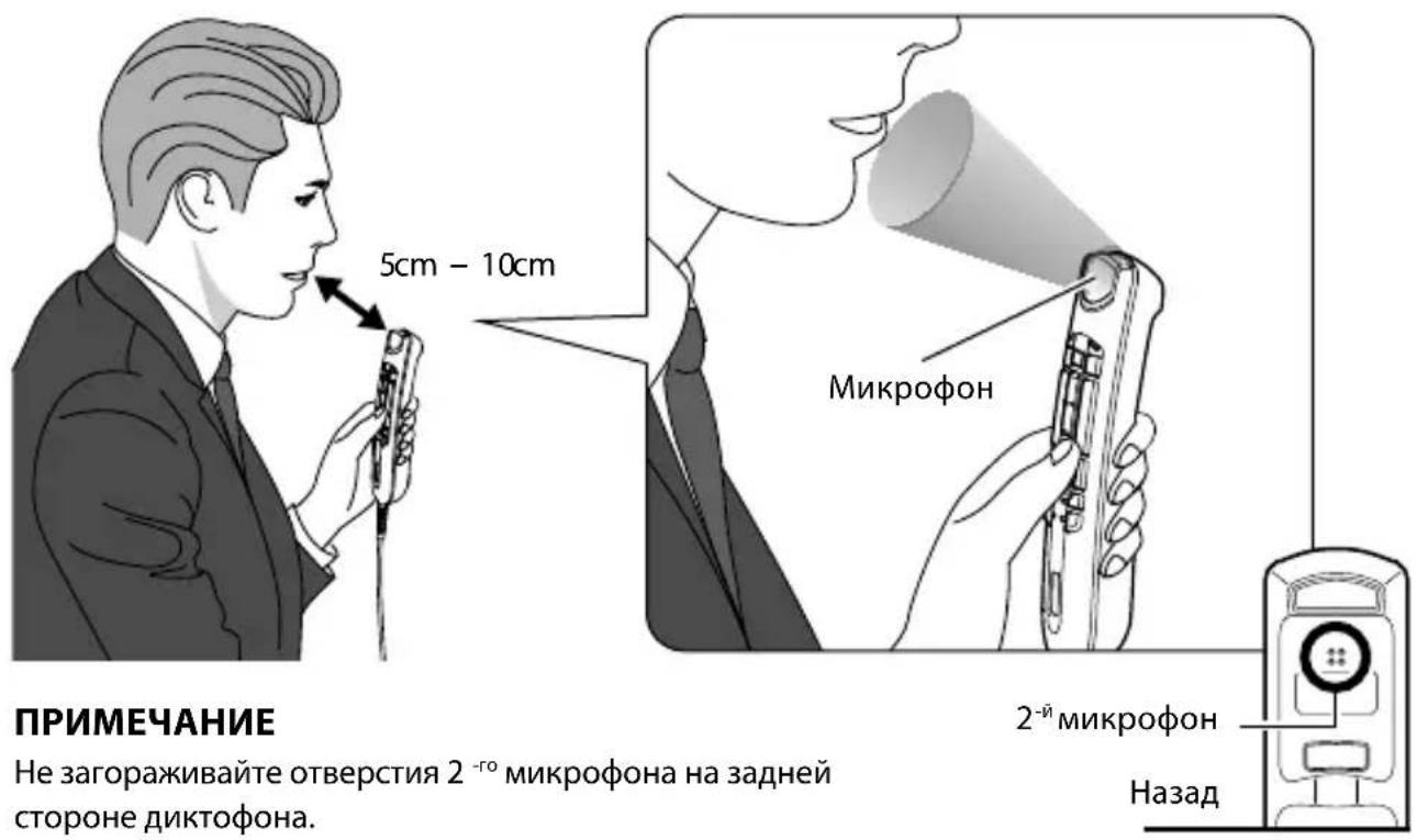 OLYMPUS RecMic II RM4010P - Рекомендованное положение - 2