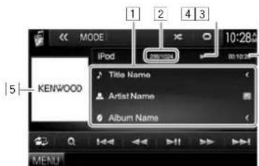KENWOOD DDX8901HD - Indications et touches sur l'écran de commande de la source - 1
