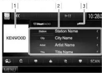 KENWOOD DDX8901HD - Indications et touches sur l'écran de commande de la source - 1
