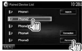 KENWOOD DDX8901HD - Suppression d'un périphérique Bluetooth enregistré - 2