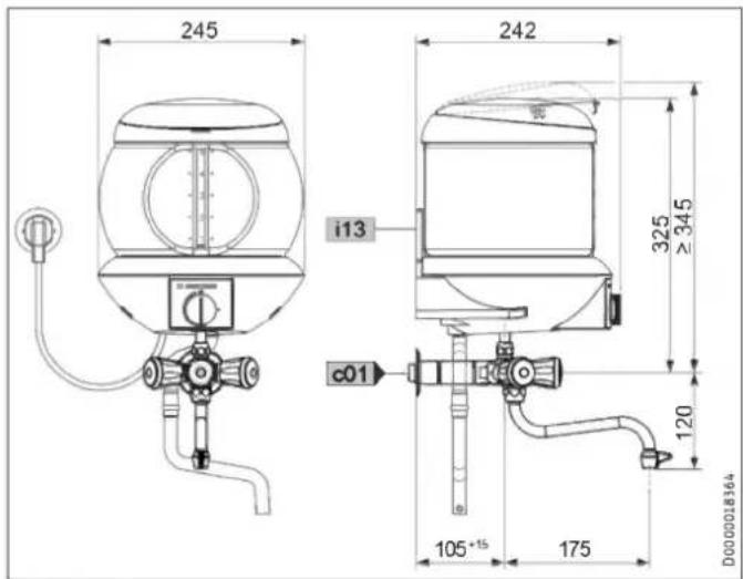 STIEBEL ELTRON EBK 5 GA - Cotes et raccordements - 2