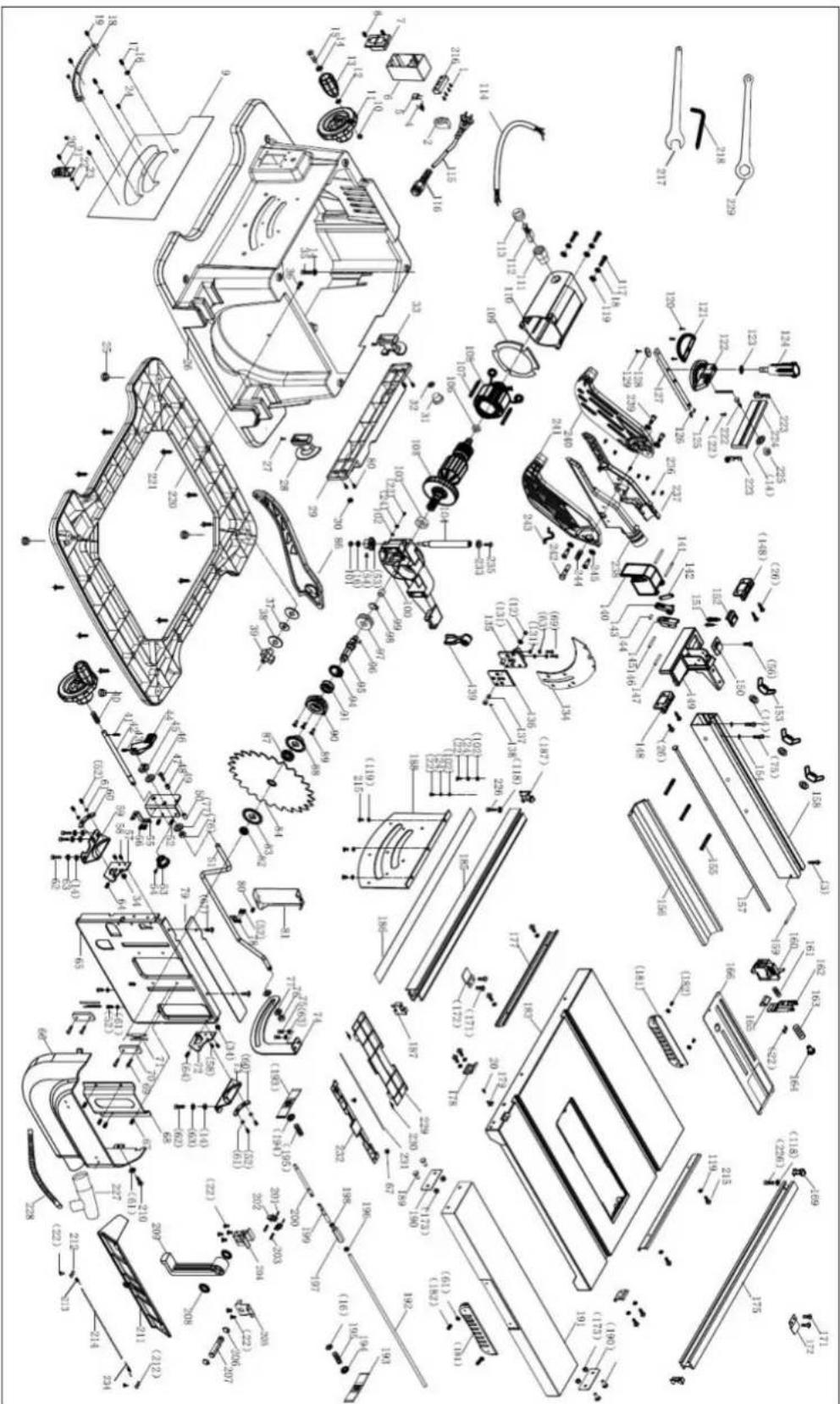 Holzmann TK255MS - Explosionszeichnung / explosion drawing / Vista de despiece / Vue éclatee / Rozpadovy vykres / Rozpadovy vykres Disegno esploso - 1