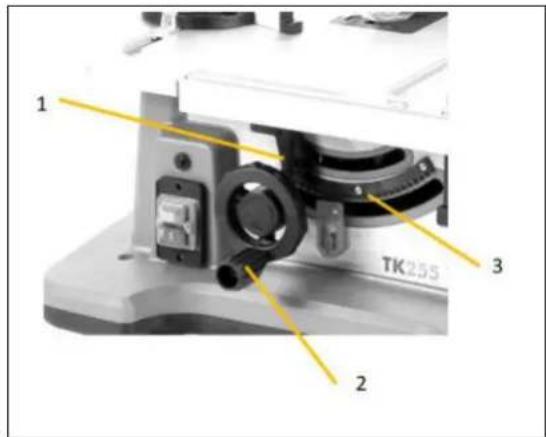 Holzmann TK255MS - Ajuste de la alta de corte/del ángulo de corte hoja de la sierra - 1