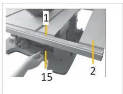 Holzmann TK255MS - Ajuste de la extension de mesa - 1