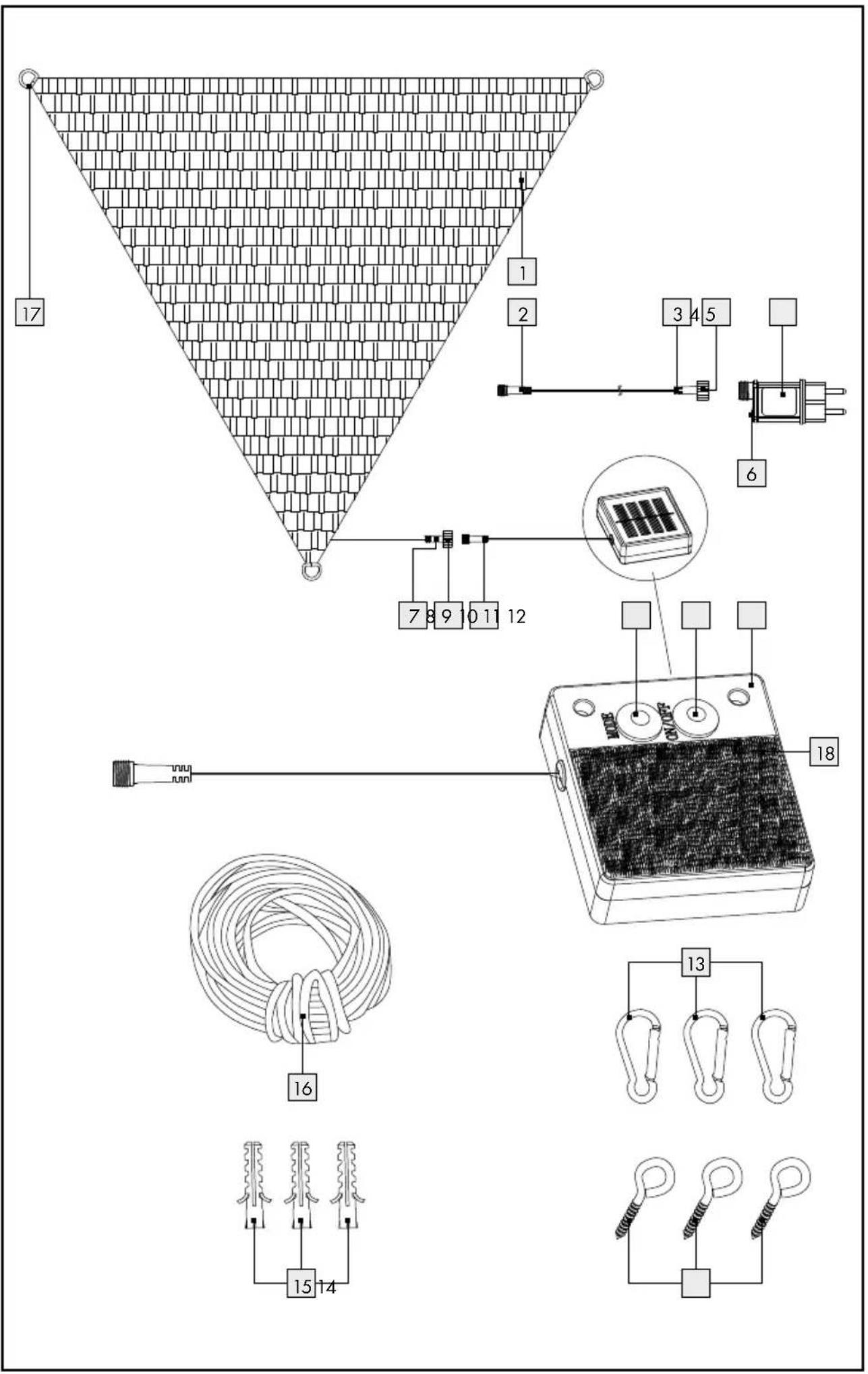FLORABEST IAN 360594 - TOLDO VELA CON ILUMINACIÓN SOLAR DE LEDES - 1