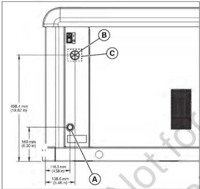 BRIGGS & STRATTON Power Protect 26kW - Emplacements des entrées électriques et d'arrivée de carburant - 1