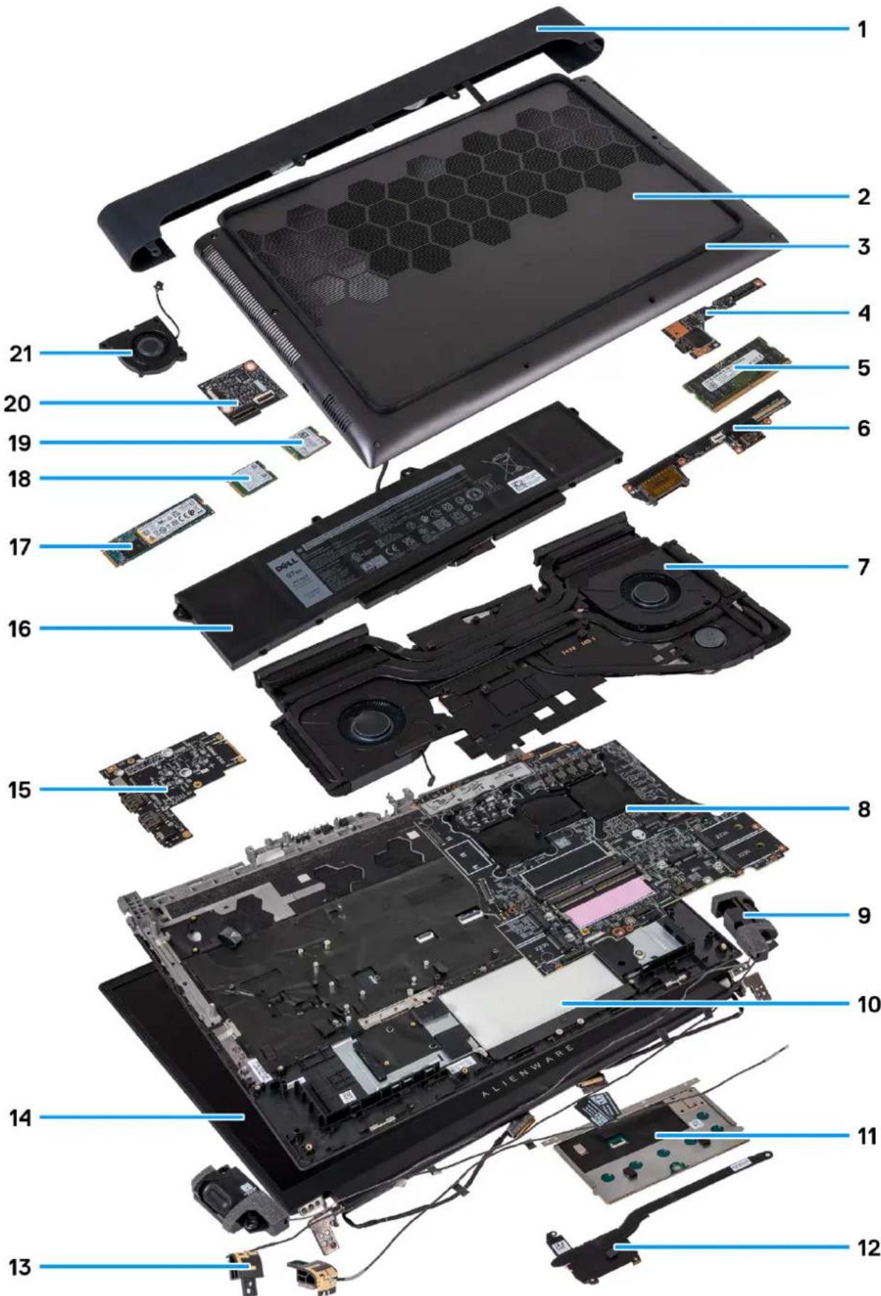ALIENWARE m18 R1 - Principaux composants du système Alienware m18 R1 - 1
