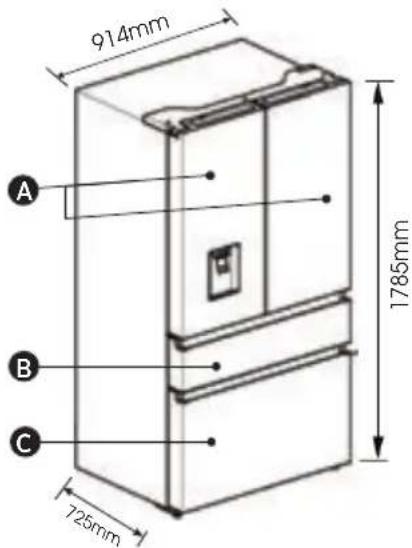 HISENSE RF749N4SWFE - Außenseite und Abmessungen - 1