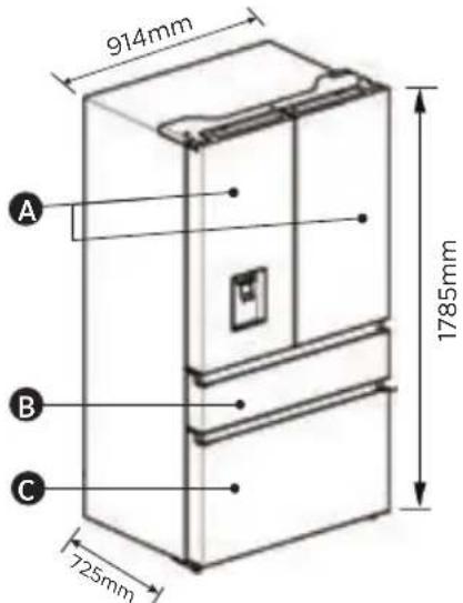 HISENSE RF749N4SWFE - Exterior e Dimensões - 1