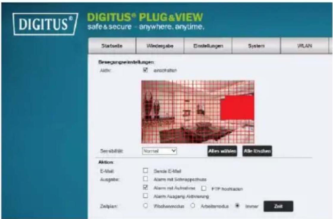 Digitus Plug&View OptiVision Pro - Ustawienia detekcjiruchu i nagrywania - 2