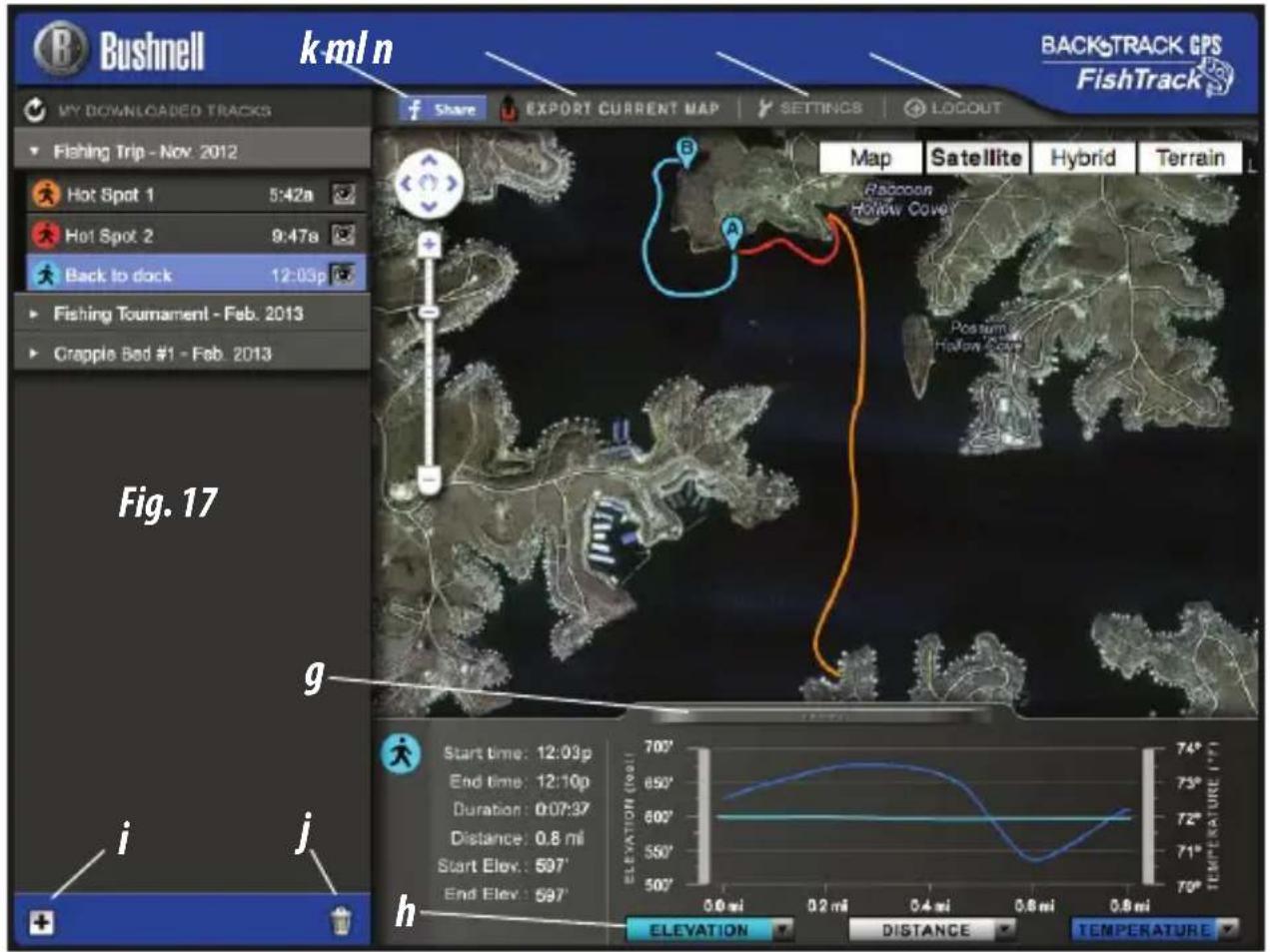 BUSHNELL BackTrack GPS FishTrack - Utilisation de l'application FishTrack (fig. 17) - 1