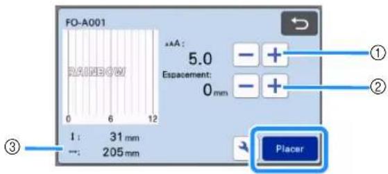 FO-A001 5.0 Espacement: 0 mm 1 : 31 mm →: 205 mm Placer