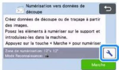 Numérisation vers données de découpe Créez données de découpe ou de tracage à partir des images. Posez les éléments à numériser sur le support et introduisez-les dans la machine. Appuyez sur la touche « Marche » pour numériser Zone de numérisation: 12° s 12° Mode Reconnaissance: Marche