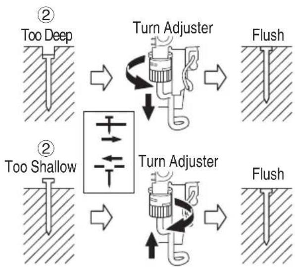 HITACHI NT1865DM - ADJUSTING THE NAILING DEPTH - 2
