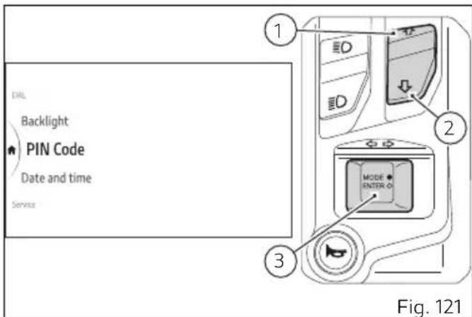 DUCATI Monster SP (2024) - Setting menu - PIN Code - 1
