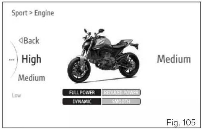 DUCATI Monster SP (2024) - Setting menu - Riding Mode - Engine - 2