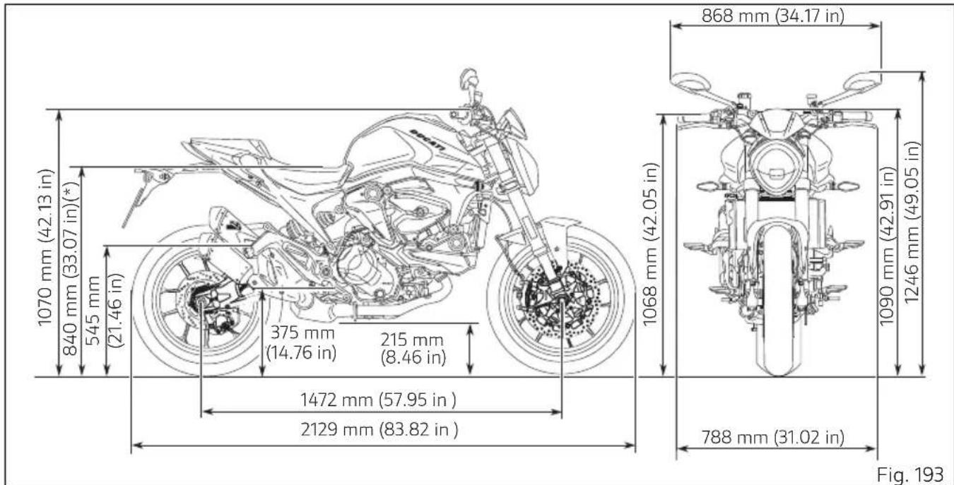 DUCATI Monster SP (2024) - Dimensions - 1