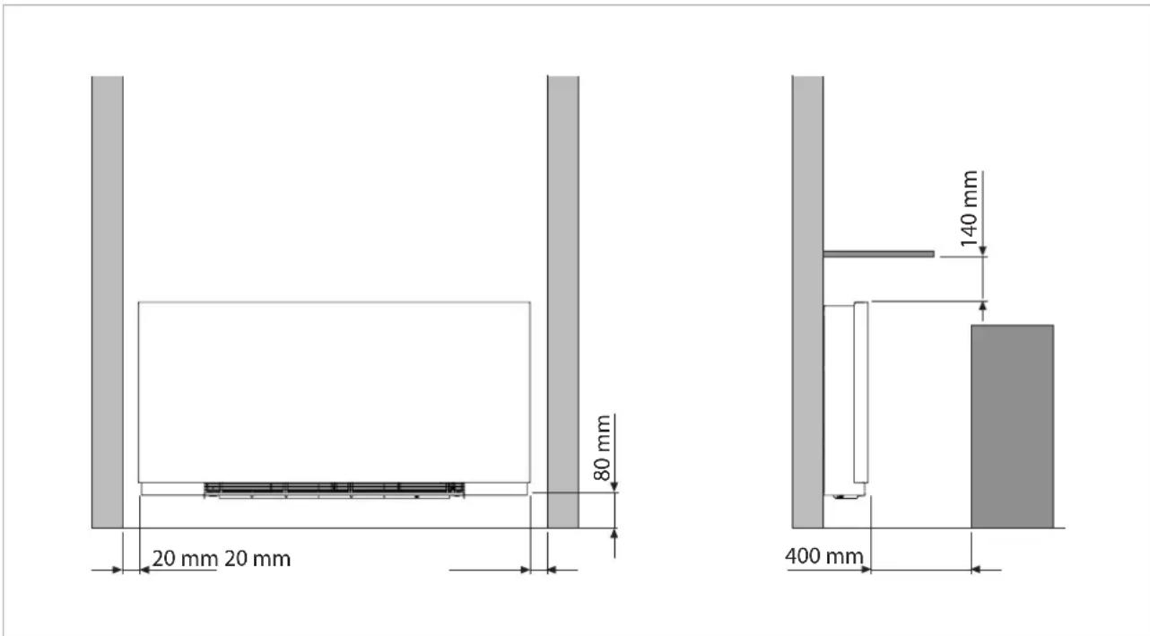 DAIKIN FWXV10AATV3 - Mindestinstallationsabstände - 1
