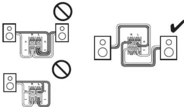 ONKYO HTRC330 - Precauciones para la conexión de los altavoces - 2