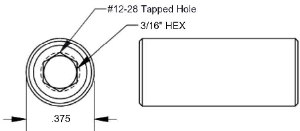 #12-28 Tapped Hole 3/16" HEX .375