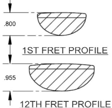 .800 1ST FRET PROFILE .955 12TH FRET PROFILE