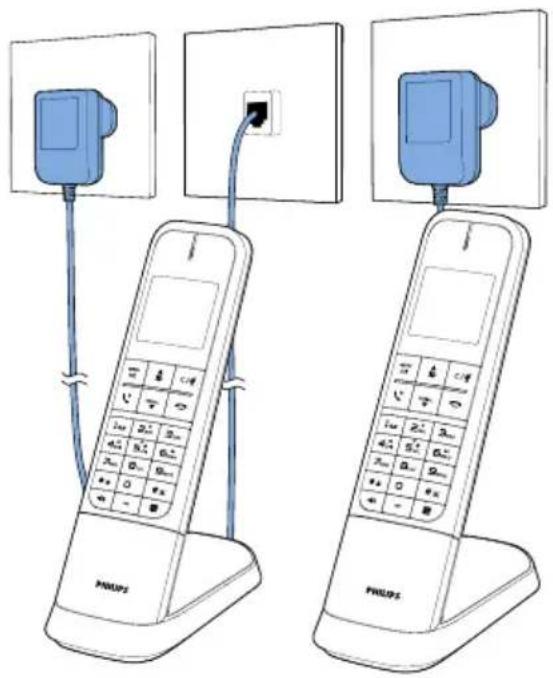 PHILIPS M475 - Charger le combiné dans l'un ou l'autre sens - 2
