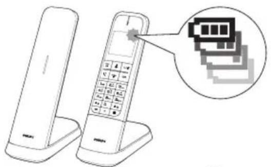 PHILIPS M475 - Charger le combiné dans l'un ou l'autre sens - 1