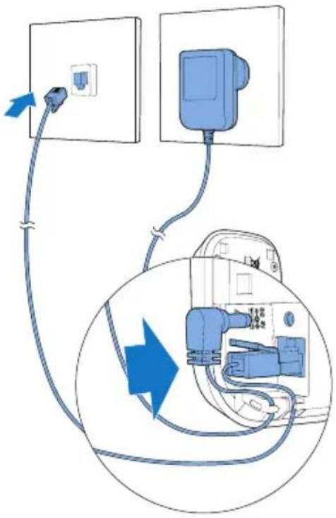 PHILIPS M475 - Branchez chaque extrémité du cordon téléphonique sur : - 1