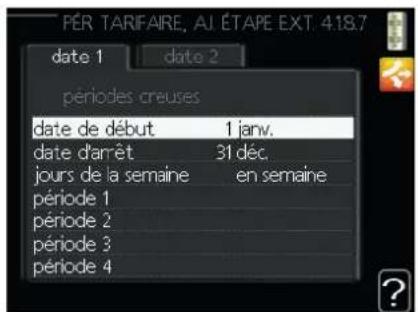 MITSUBISHI PT500 - Menu 4.1.8.4 - périodes tarifaires, electricite - 1