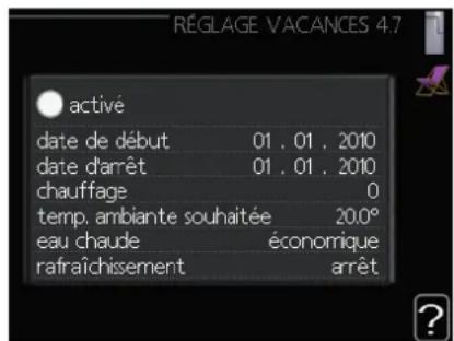 MITSUBISHI PT500 - Menu 4.7 - réglage vacances - 1