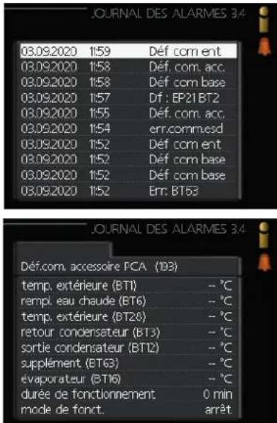 MITSUBISHI PT500 - Menu 3.4 - journal des alarmes - 1