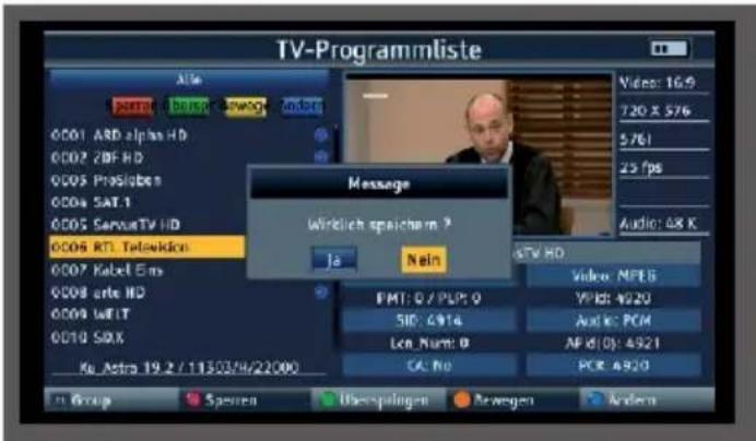 Telestar SATPLUS 4 - Change program sequence - 2