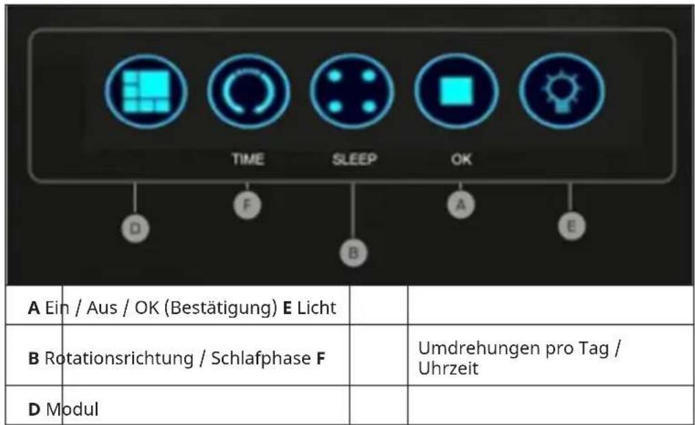 Klarstein Valmont - BEDIENUNG VON UHRENBEWEGERN MIT TOUCH-BEDIENFELD - 1