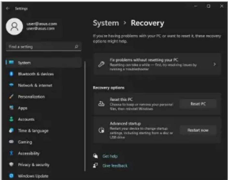 ASUS ROG Strix G18 - Utiliser une option de restauration - 2