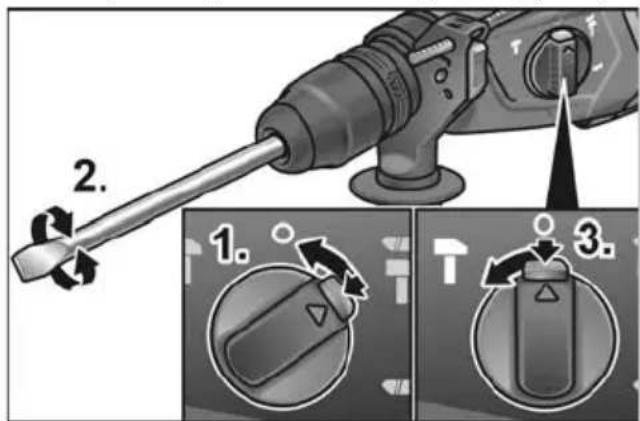Flex CHE 228 R - Setting the chisel position - 1