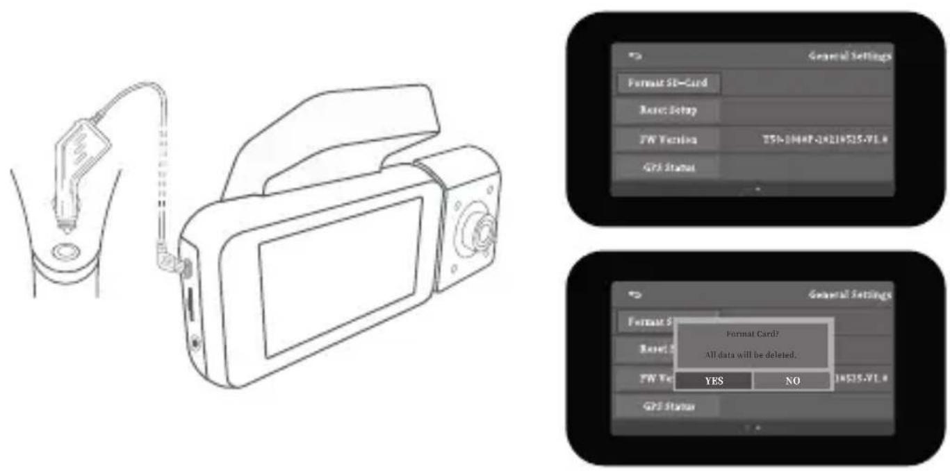 Rexing V5C - Kamera einschalten und Speicherkarte formatieren - 1