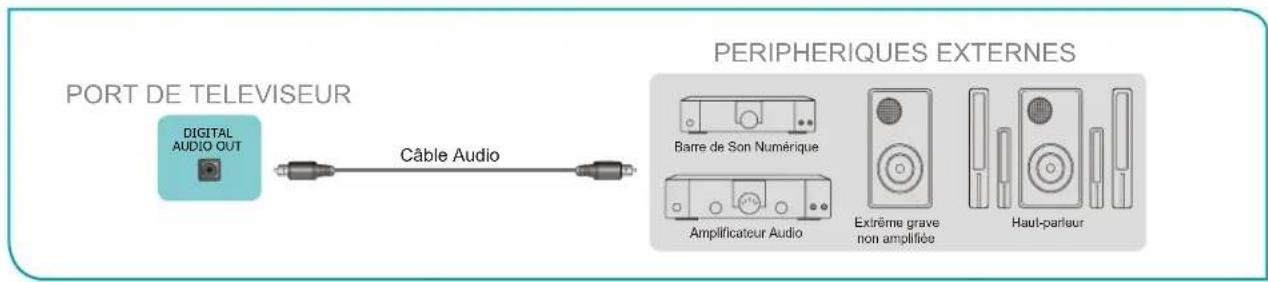 HISENSE 43E7KQ - Connexion de haut-parleurs ou d'autres récepteurs audio - 1