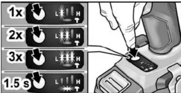 Flex PD 2G 18.0EC - A munkaterületet megvilágító lámpa be-/kikapcsolása - 1
