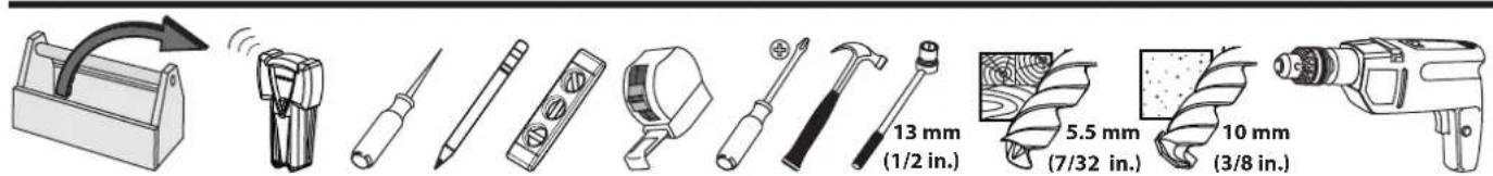 13 mm (1/2 in.) 5.5 mm (7/32 in.) 10 mm (3/8 in.)