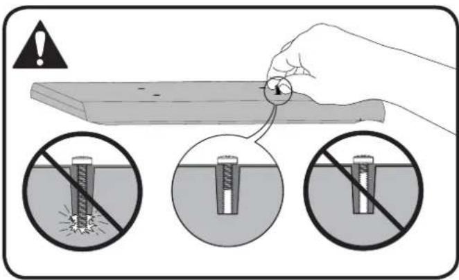 Diagram illustrating a hand holding a wooden plank with a warning symbol and three circular insets showing test tube failure modes.